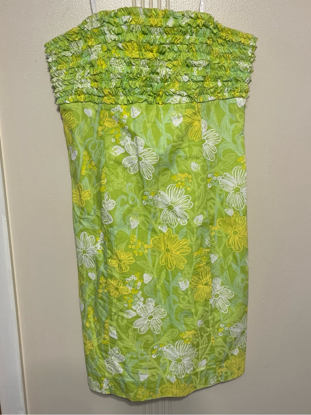Lilly Pulitzer Strapless Green Floral Smocked Sundress